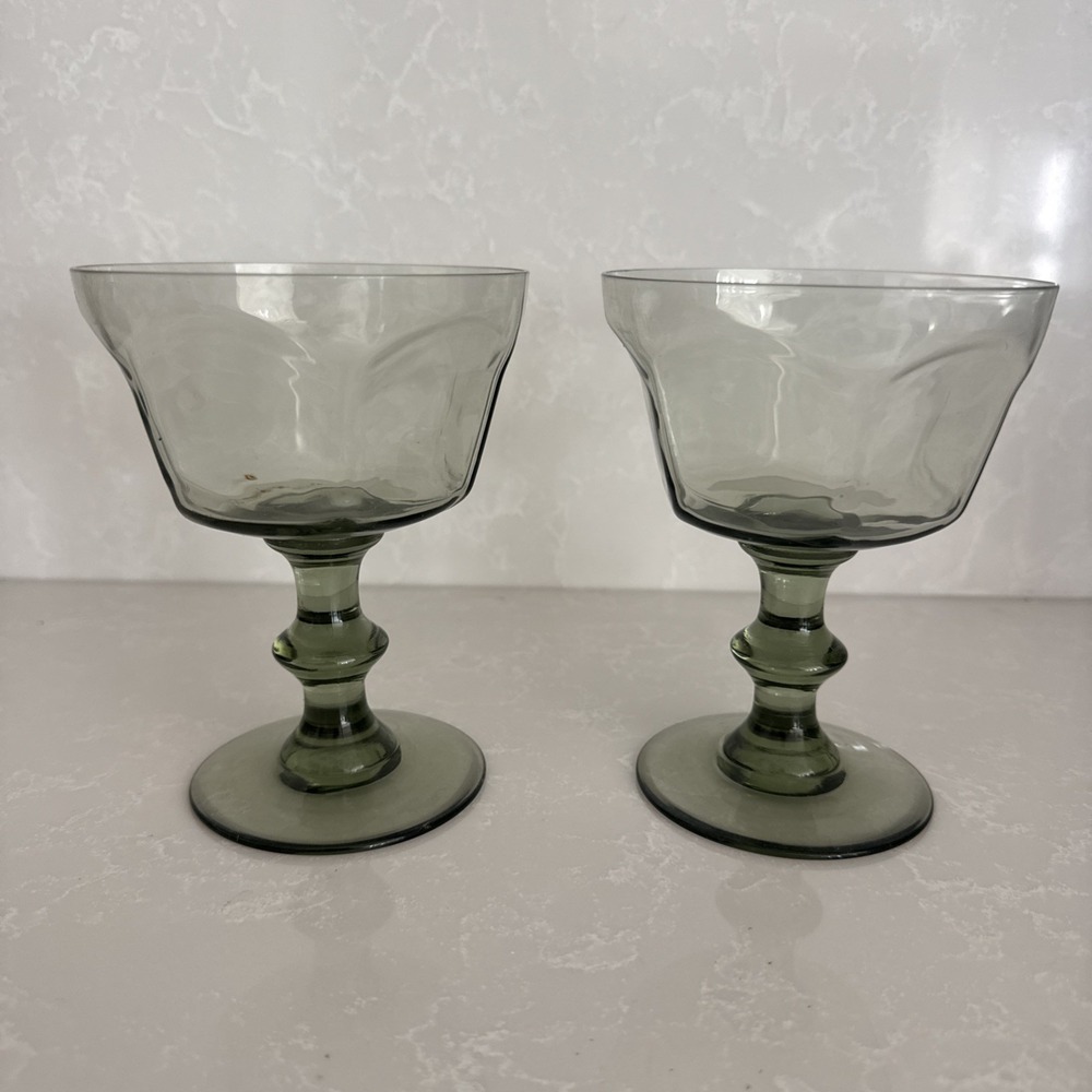 Lenox Antique Pale Green Pattern Champagne Sherbet Dish/glass Set of Two
